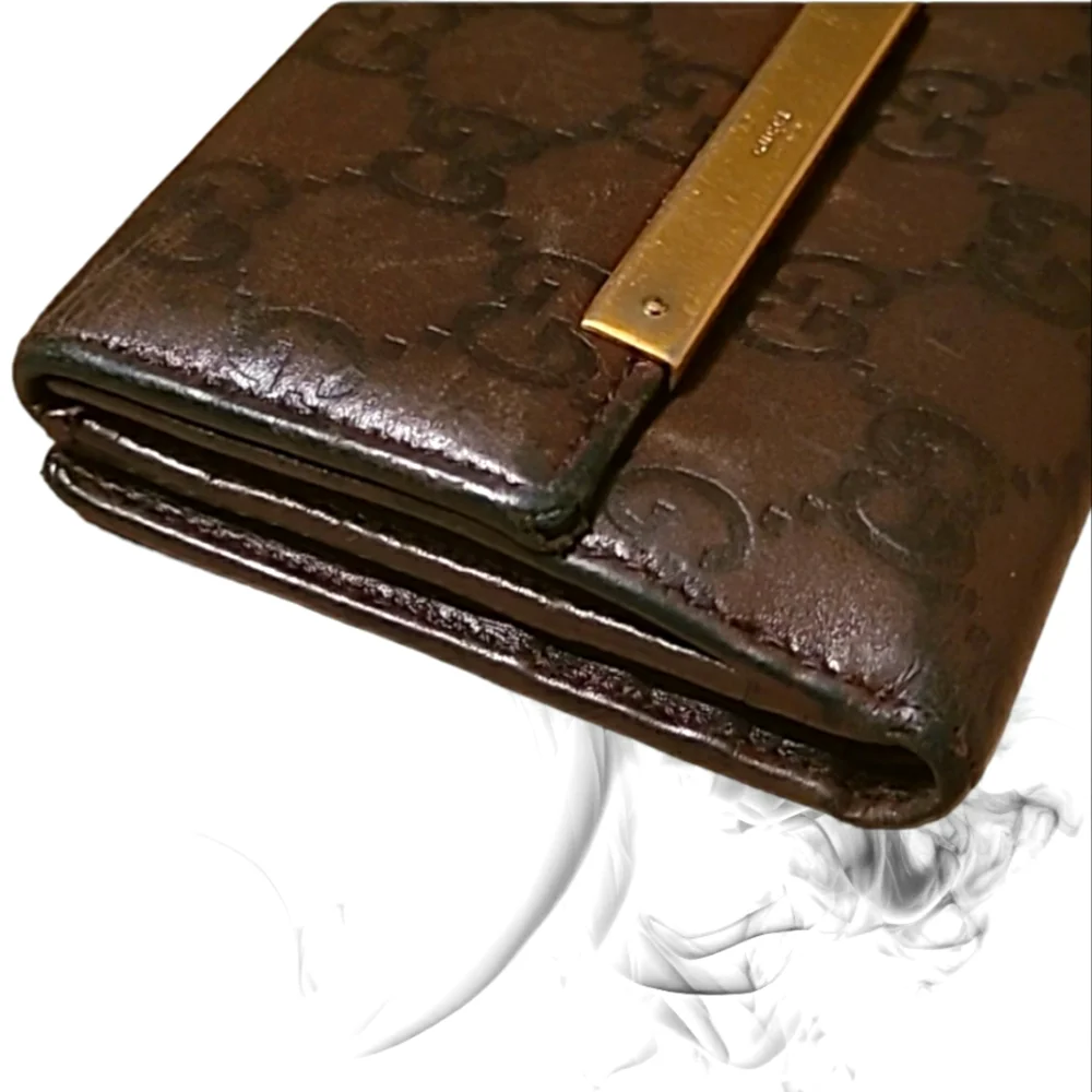 💯 GUCCI GG Guccissima Brown Leather Wallet
